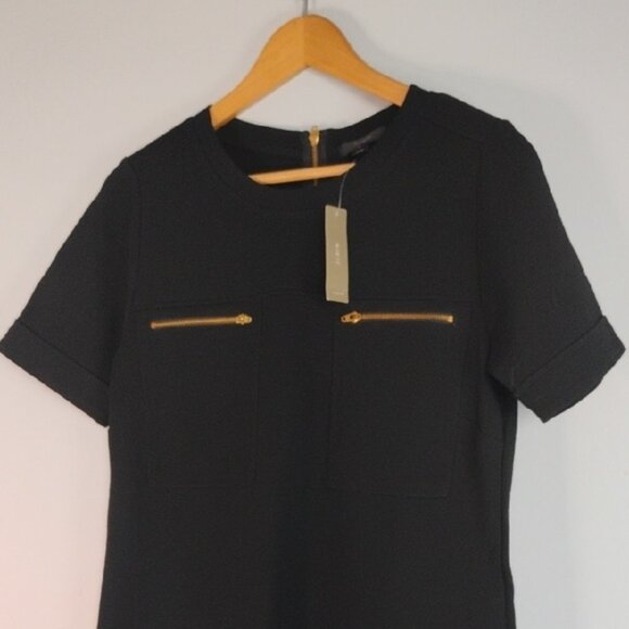 NWT J. Crew Black Zipper Ponte Mini Dress with Gold Zipper Hardware Dress Size 6 - Picture 5 of 10
